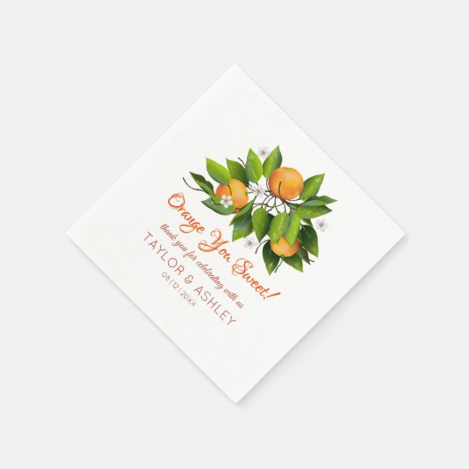 Love is Sweet Oranje Citrus Fruit | Weddenschap Servet (Hoek)