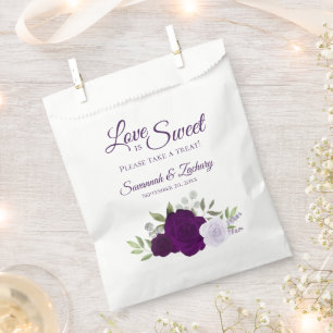 Love is Sweet Paarse Rozen Boho Floral Wedding Bedankzakje