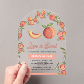 Love is Sweet Peach Fruit Arch Bridal Shower Acryl Uitnodigingen (Insitu (Draagbaar))