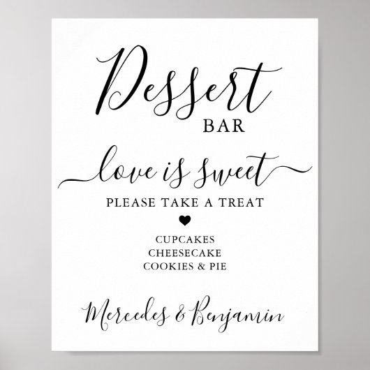 Love is Sweet Personalized Wedding Dessert Bar Poster (Voorkant)
