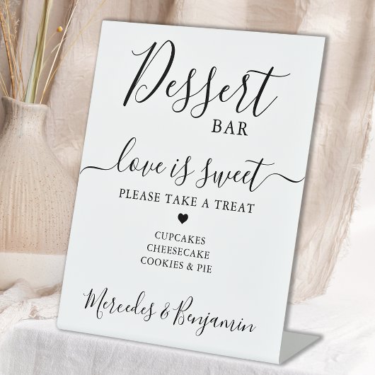 Love is Sweet Personalized Wedding Dessert Bar Reclamebord Met Voetstuk