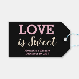 Love is Sweet Pink Champagne Wedding Snoep Favor Cadeaulabel