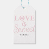 Love is Sweet Pink & White Wedding Custom Favor Cadeaulabel (Voorkant)