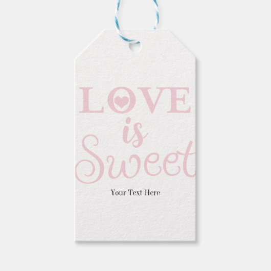 Love is Sweet Pink & White Wedding Custom Favor Cadeaulabel (Voorkant)