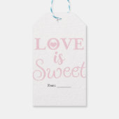 Love is Sweet Pink & White Wedding Custom Favor Cadeaulabel (Achterkant)