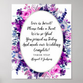 Love is Sweet Quote Wedding Reception Treat Sign Poster (Voorkant)
