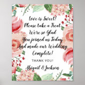 Love is Sweet Quote Wedding Reception Treat Sign Poster (Voorkant)