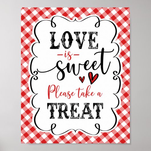 Love is Sweet Red Gingham Picnic I do BBQ Poster (Voorkant)