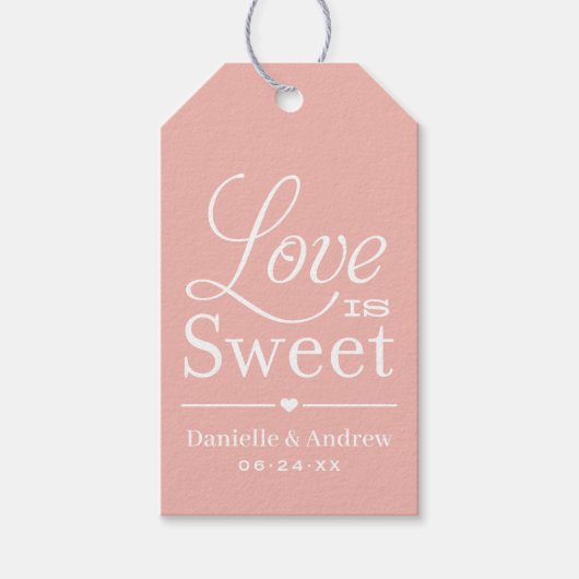 Love is Sweet Roos Gold Script WeduwMonogram Cadeaulabel (Voorkant)