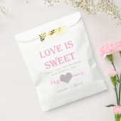 Love Is Sweet Roze en Zilveren Tassen Bedankzakje (Gezegeld)