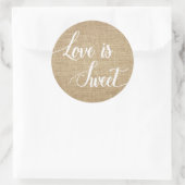 Love is Sweet Rustic Burlap Wedding Stickers (Tas)