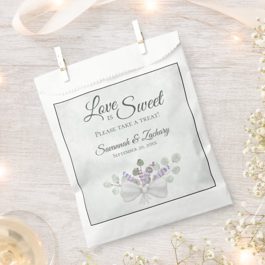 Love is Sweet Rustic Eucalyptus & Lavender Wedding Bedankzakje (Geknipt)