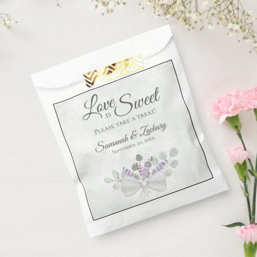 Love is Sweet Rustic Eucalyptus & Lavender Wedding Bedankzakje (Gezegeld)