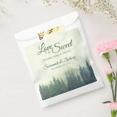 Love is Sweet Rustic Green Pine Trees Wedding Bedankzakje (Gezegeld)
