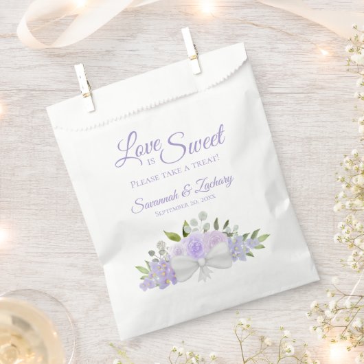 Love is Sweet Rustic Lavender Paarse Rozen Wedding Bedankzakje (Geknipt)