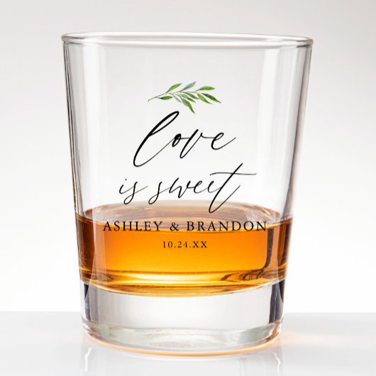 Love is Sweet Rustic Wedding Favor Shot Glass Shot Glas