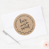 Love is Sweet Rustic Wedding Kraft Ronde Sticker (Envelop)
