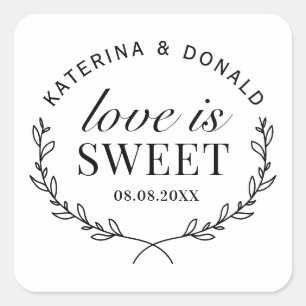 Love is Sweet Rustic Wedding Vrijgezellenfeest Vierkante Sticker