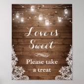 Love is Sweet | Rustige Wood String Lights Lace Poster (Voorkant)