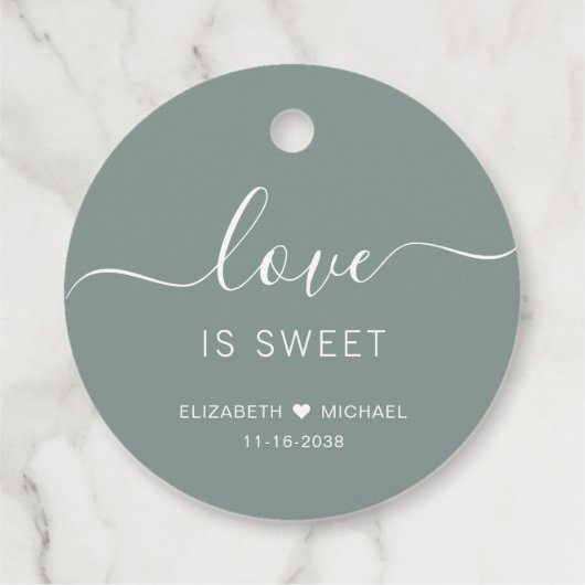 Love Is Sweet Sage Green Wedding Bedankjes Labels (Achterkant)