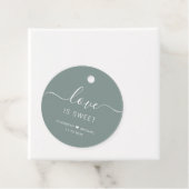Love Is Sweet Sage Green Wedding Bedankjes Labels (In situ)