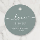Love Is Sweet Sage Green Wedding Bedankjes Labels (Voorkant)