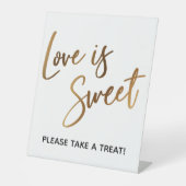 Love is Sweet Simple Gold Typography Reclamebord Met Voetstuk (Voorkant)
