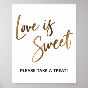 Love is Sweet Simple Gold Typography Sign Poster