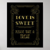 Love is Sweet Snoep Bar Wedding Gold Black 1920s Poster (Voorkant)