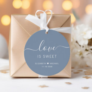 Love Is Sweet Stofblauw Bruiloft Bedankjes Labels