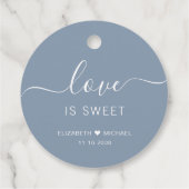Love Is Sweet Stofblauw Bruiloft Bedankjes Labels (Achterkant)