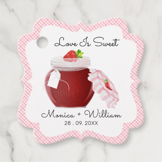 Love is Sweet Strawberry Jam | Weddenschap Bedankjes Labels (Voorkant)