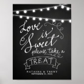 Love is Sweet String Lights Chalkboard Wedding Poster (Voorkant)