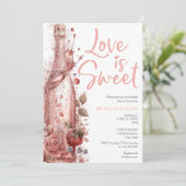 Love is Sweet Summer Champagne Strawberries Kaart (Staand voorkant)