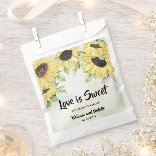 Love is Sweet Sunflower Wedding Treat Bedankzakje (Geknipt)