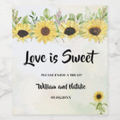 Love is Sweet Sunflower Wedding Treat Favor Bag Wijn Etiket (Enkel label)