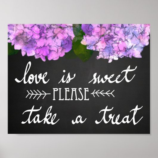Love is Sweet take a Treat Chalkboard Wedding Poster (Voorkant)