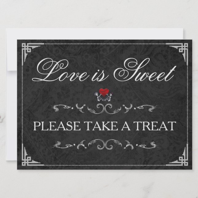 Love is Sweet Take a Treat Halloween Skeleton Sign (Voorkant)