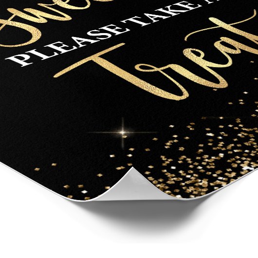 Love is Sweet Take a Treat Sign Zwart & Goud Poster (Hoek)