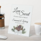 Love is Sweet Take Treat Rustic Pinecones Wedding Reclamebord Met Voetstuk (Insitu)