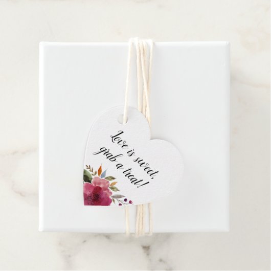 Love Is Sweet Treat Bourgondië Flowers Vrijgezelle Bedankjes Labels (In situ)