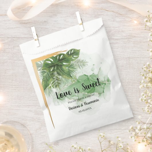 Love is Sweet Tropical Palm Wedding Treat Bedankzakje (Geknipt)