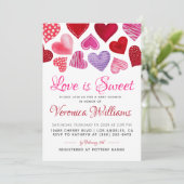 Love is Sweet Valentijn's Baby shower Invitation Kaart (Staand voorkant)