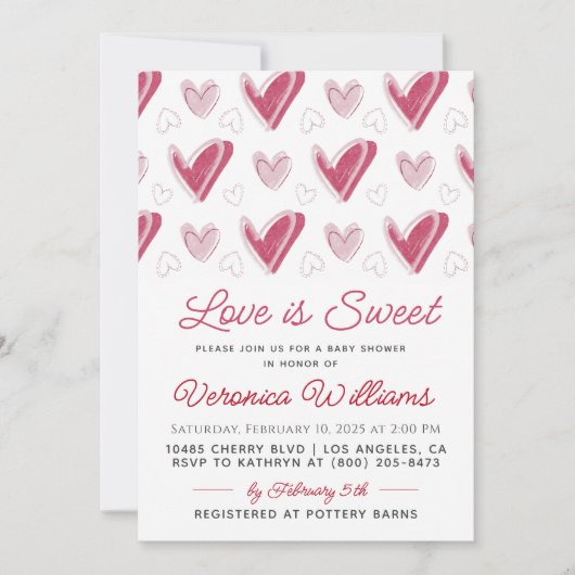 Love is Sweet Valentijn's Baby shower Invitation Kaart (Voorkant)