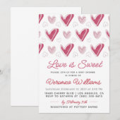Love is Sweet Valentijn's Baby shower Invitation Kaart (Voorkant / Achterkant)