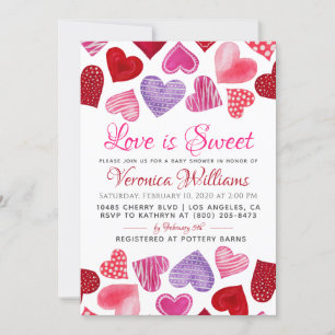 Love is Sweet Valentijn's Baby shower Invitation Kaart