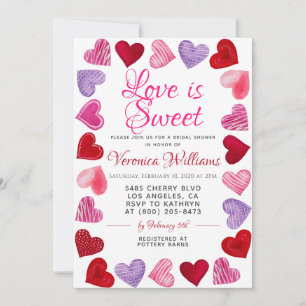 Love is Sweet Valentijn's Bridal Shower Invitation Kaart