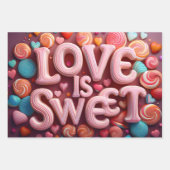 Love Is Sweet Valentine Candy Swirls Inpakpapier Vel (Voorkant 3)