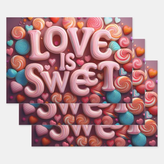Love Is Sweet Valentine Candy Swirls Inpakpapier Vel (Set)
