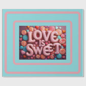 Love Is Sweet Valentine Wedding Typography Cadeaupapier (Vlak)